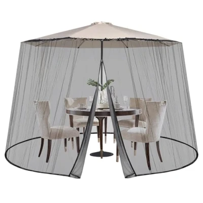 Abbildung von Sekey Verstellbares Moskitonetz für 250 300 cm Sonnenschirme Pavillon, Insektenschutz mit 1 Türen, Fliegengitter Mückennetz Sonnenschirm, 2,5 m Höhe, Schwarz