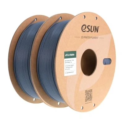 Abbildung von eSUN Upgraded Matte PLA Filament 1.75mm, 3D Drucker Filament, glanzfreie Farbe, mattierte Textur, 1KG pro Spule, 2 Spulen für Drucker, Dunkelgrau