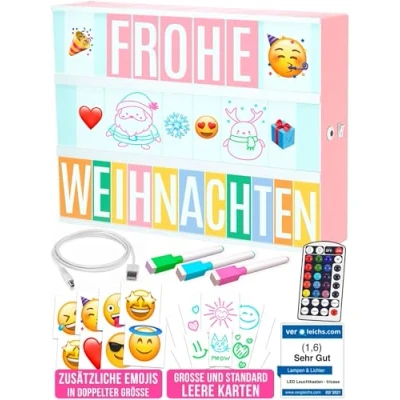 Abbildung von Lightbox Rosa A4 mit 312 Buchstaben &amp; Emoji 3 Marker, USB Led Light Box Deko Lichter Leuchtschild Tafel Geschenke für Frauen Mädchen Weihnachten Geburtstage