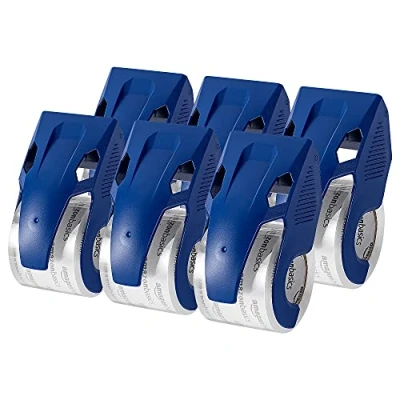 Abbildung von Amazon Basics strapazierfähiges Paketband mit Abroller, für Versand, Umzug und Lagerung, 6 Stück, 10,9 cm x 6,7 5,9