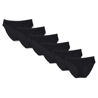 Abbildung von Amazon Essentials Damen Bikinihose aus Baumwolle (in Übergröße erhältlich), 6er Pack, Schwarz, 42