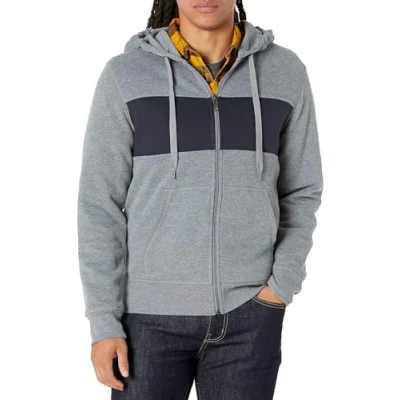 Abbildung von Amazon Essentials Herren Fleece Kapuzenpulli mit durchgehendem Reißverschluss (erhältlich in den Größen Big &amp; Tall), Schwarz Grau Heide, M