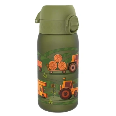 Abbildung von ION8 Kinder Trinkflasche, 350ml, Auslaufsicher, Einhandöffnung,Sichere Verriegelung, Spülmaschinenfest,BPA frei, Tragegriff,Klappdeckel, Leicht zu Reinigen,#Klimaneutral, Landwirtschaftliche Maschinen