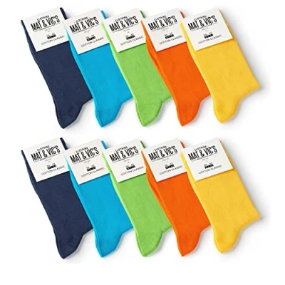 Abbildung von 10 Paar Socken von Mat &amp; Vic&#039;s für Sie und Ihn Cotton classic bequem ohne drückende Naht angenehmer Komfort Bund OEKO TEX Standard 100 (35 38, Trend Colors) 35 38