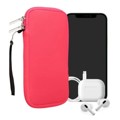 Abbildung von kwmobile Handytasche für Smartphones XL 6,7/6,8&quot; Neopren Handy Hülle Neon Pink Tasche 17,2 x 8,4 cm Innenmaße