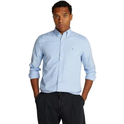 Abbildung von Tommy Hilfiger FLEX Gingham Shirt Hemd, Herren, Größe: Large, Sweet blue/optic white