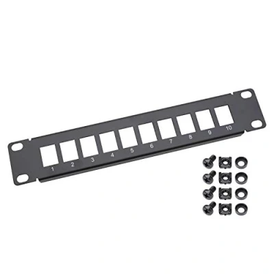 Abbildung von HMF 63345 02 UTP Keystone Patchpanel für Serverschrank 10 Zoll 1 HE Ports RJ45 Schwarz
