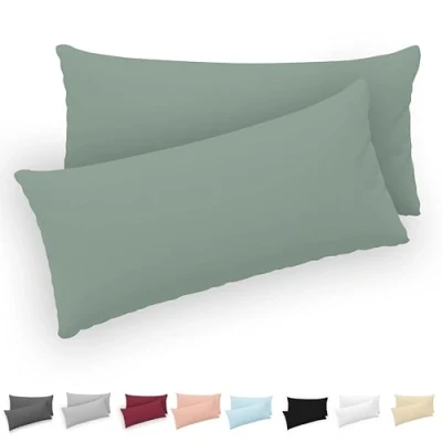 Abbildung von Twinzen® Kissenbezug 40x80 (2er Set) 100% Jersey Baumwolle 150 GSM Kissenbezüge Blau Für cm Kissenhülle mit Reißverschluss Oeko Tex Zertifiziert