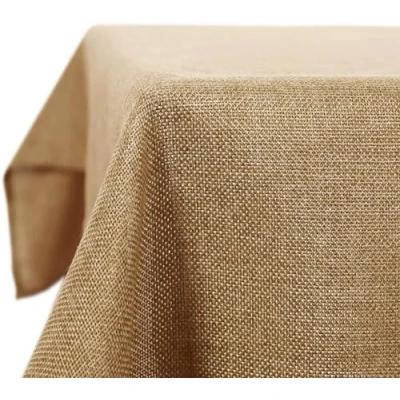Abbildung von Deconovo Leinenoptik Tischdecke Wasserabweisend Lotuseffekt Tischtuch, 150x150 cm, Ockerbraun, 1 Stück