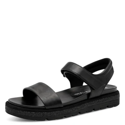 Abbildung von MARCO TOZZI Damen Sandalen flach mit Klettverschluss Bequem, Schwarz (Black), 38 EU