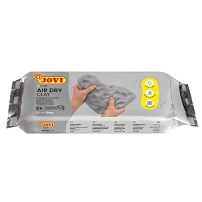 Abbildung von Jovi Air Dry Modelliermasse, gebrauchsfertig, lufttrocknend, auf Basis von Feuchtton, 1 kg in grau