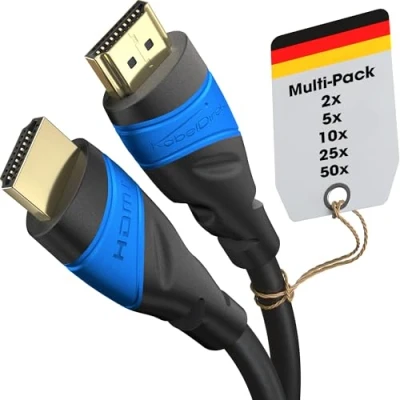 Abbildung von KabelDirekt 4K &amp; 8K HDMI Kabel 2x 2 m Erhältlich in 0,15 22,5 Für jeden Anschluss (4K@120Hz 8K@60Hz, 2.0, High Speed mit Ethernet, Blu ray, PS5, Xbox Series, Switch schwarz)