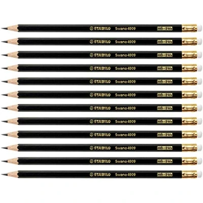 Abbildung von Bleistift mit Radierer STABILO Swano in schwarz 12er Pack Härtegrad HB