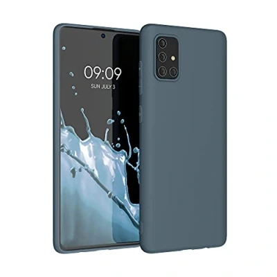 Abbildung von kwmobile Hülle kompatibel mit Samsung Galaxy A71 weiches TPU Silikon Case Cover geeignet für kabelloses Laden Dunkler Schiefer