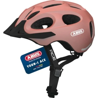 Abbildung von ABUS Stadthelm Youn I ACE mit integriertem LED Rücklicht Fahrradhelm für den Alltag Damen und Herren Roségold, Größe M