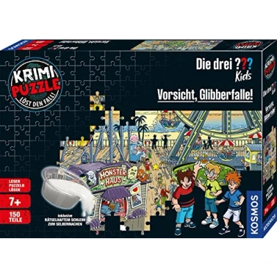 Abbildung von KOSMOS 683474 Krimi Puzzle Die drei ??? Kids Vorsicht Glibberfalle, 150 Teile, Schleim selbermachen, Lesen, Puzzeln, Rätsel lösen, für Kinder ab 7 Jahre, Detektiv mit Fragezeichen
