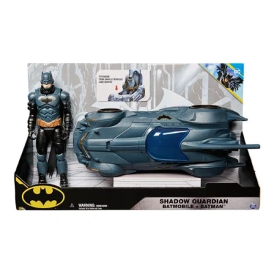 Abbildung von DC Comics Shadow Guardian Batmobile + Batman Actionfigur Fahrzeug mit Verdeck zum Öffnen, bewegliche 30cm im Original Comic Design, für Kinder und Superheldenfans ab 3 Jahren