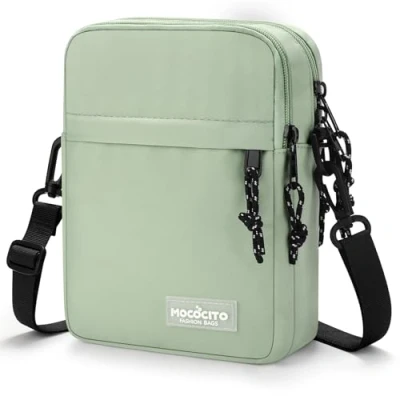 Abbildung von MOCOCITO Umhängetasche, Schultertasche für Herren, Kuriertasche aus Nylon, Messenger Bag Tägliches Leben Reise(Groß Beige)
