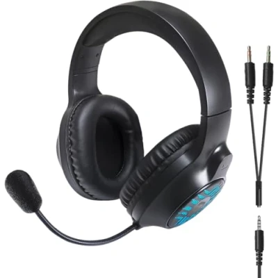 Abbildung von Speedlink Tyron RGB Gaming Headset mit Mikrofon für PC PS4/PS5/ Xbox Series X/S/Switch, Beleuchtung, Kabel 3,5mm Klinke, Y Adapter, schwarz