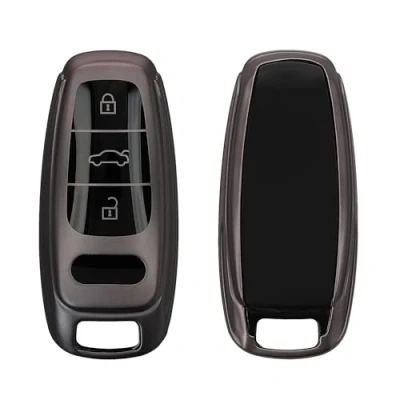 Abbildung von kwmobile Autoschlüssel Hülle kompatibel mit Audi A6 A7 A8 Q7 Q8 3 Tasten Keyless Schlüsselhülle Silikon Cover Schwarz matt
