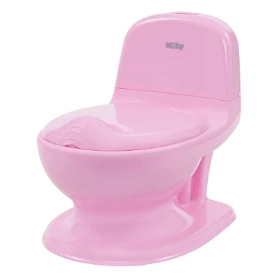Abbildung von Nuby My Real Potty Kinder Töpfchen mit Spülgeräusch Toilettentrainer für echtem Sound und Batterien sind im Lieferumfang enthalten Rosa 18+ Monate