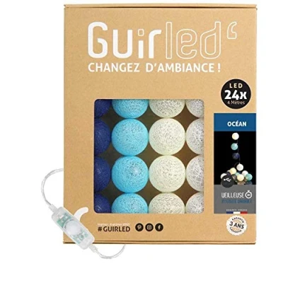 Abbildung von GuirLED LED Baumwollkugeln Lichterkette USB Baby Nachtlicht 2h Dual 2A Netzteil enthalten 3 Intensitäten 24 Kugeln 2.4m Océan
