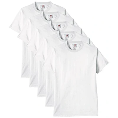 Abbildung von Fruit of the Loom Herren Regular Fit T Shirt Heavy Cotton Tee 5 pack, Weiß (White), S
