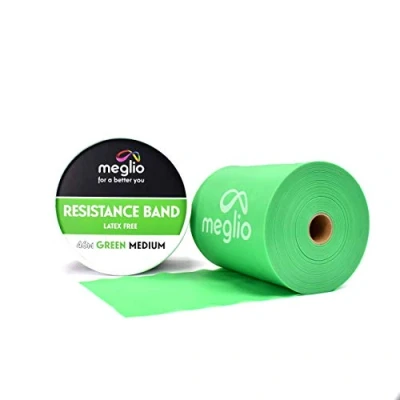 Abbildung von Meglio Widerstandsband Rolle, 46 Meter Latexfreie Rolle für Fitnesstraining, Fitnessstudio, Heimtraining, Dehnungen, Krafttraining &amp; Rehabilitation, Erhältlich in 5 Farben/Stärken