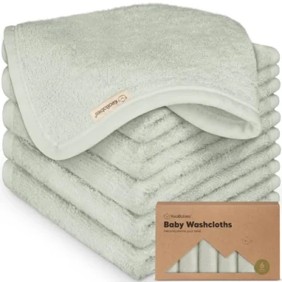 Abbildung von 6 Pack Baby Waschlappen Bio Bambus Weich, Babywaschlappenen für Babys, Kinder, Handtücher, Moltontücher Waschlappen, Handtuch Baby, Gesichtstücher (Dove)