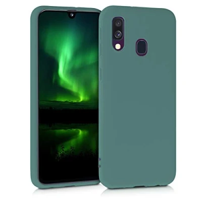 Abbildung von kwmobile Hülle kompatibel mit Samsung Galaxy A40 weiches TPU Silikon Case Cover geeignet für kabelloses Laden Blaugrün