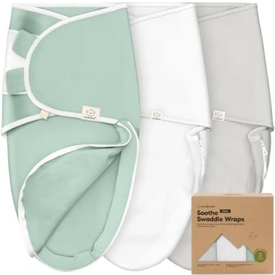 Abbildung von 3 Pack Pucksack Baby 0 monate Bio Baumwolle Pucktuch Baby, Ergonomische Schlafsack Neugeboren, Reißverschluss, Leicht zu wechselnde Babyschlafsack, Neugeborene Wickeltuch (Sage)
