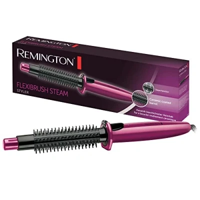 Abbildung von Remington heiße Rundbürste mit Dampf System CB4N für Wellen, Locken und Volumen, pink/schwarz , 1er Pack