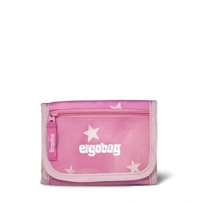 Abbildung von ergobag Brustbeutel Geldbeutel, Mini Portemonnaie mit Kleingeldfach, Sichtfenster für Mädchen und Jungen WolkenzauBär Pink
