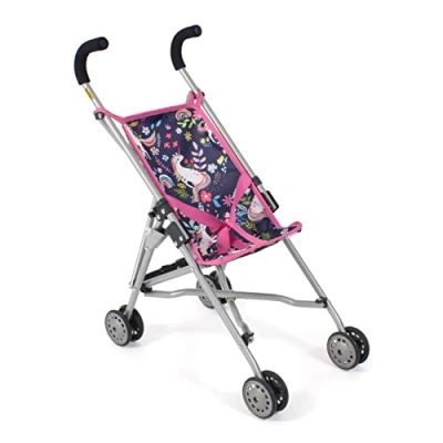 Abbildung von Bayer Chic 2000 Puppenbuggy Roma, Puppenwagen, Mini Buggy, Einhorn, Navy, pink, 601 43, Einheitsgröße