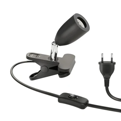 Abbildung von ledscom.de Klemmleuchte LIK, Schalter, schwarz matt, 1x E27 max. 60W, Klemmbeleuchtung, Schreibtischlicht, Gummi Befestigung, Kratzfrei, Akzentbeleuchtung, Flexspot, Rückstandsfrei, Leseleuchte