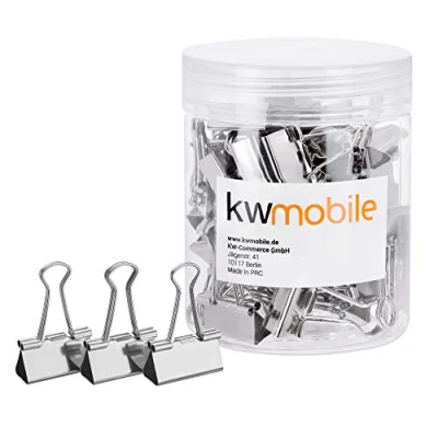 Abbildung von kwmobile 50x Foldback Klammern Set 19mm Vielzweckklammer Büro Dokumenten Clips Metall Maul Klammer Klemmen in Silber