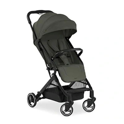 Abbildung von hauck Reise Buggy Travel N Care für Kinder ab Geburt bis 22 kg mit Liegefunktion, Ultraleicht 6,9 kg, Einhändig Klein Zusammenklappbar, UPF 50+, EVA Räder, Korb 3 (Dark Olive)