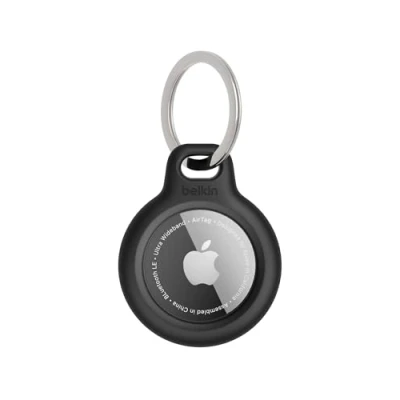 Abbildung von Belkin AirTag Hülle mit Schlüsselanhänger (Secure Holder Schutzhülle für Air Tag, Accessoire Kratzschutz) Schwarz