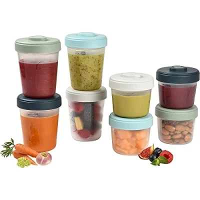Abbildung von BÉABA, 8er Set Aufbewahrungsbehälter, Clip, Stapelbare Behälter, 100 % Luftdicht, Einfrieren, Muttermilch, 4x150ml + 4x250ml