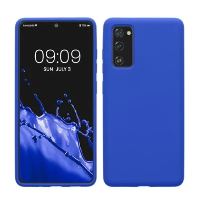 Abbildung von kwmobile Hülle kompatibel mit Samsung Galaxy S20 FE Silikon Handy Case Handyhülle weiche Oberfläche kabelloses Laden Baltik Blau