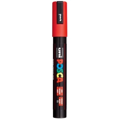 Abbildung von uni ball 182521 POSCA Marker PC 5M, mit 1.8 2.5 mm Rundspitze, rot, 1 Stück