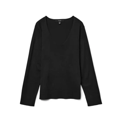 Abbildung von Vero Moda Silje Vneck NOOS Strickpullover, Damen, Größe: XS, Black