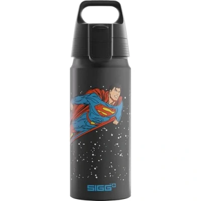 Abbildung von SIGG Alu Trinkflasche Kinder WMB ONE Superman Kohlensäuregeeignet Auslaufsicher Federleicht BPA frei Klimaneutral Zertifiziert Sport &amp; Schule Schwarz 0,6L