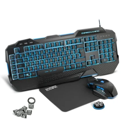 Abbildung von EMPIRE GAMING Hellhounds Pack Gamer Deutsches QWERTZ Tastatur, Maus und Mousepad Halbmechanisch 33 Parametrierbare Makros 7 Tasten 7200 DPI LED RGB Hintergrundbeleuchtung USB