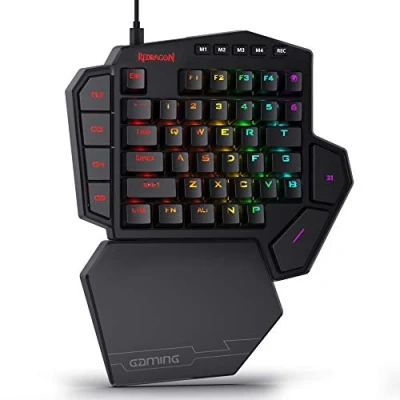 Abbildung von Redragon K585 DITI Einhand RGB Mechanische Gaming Tastatur, Blaue Schalter, Typ C Professionelle Tastatur mit 7 Integrierten Makrotasten, Abnehmbare Handgelenkstütze, 42 Tasten