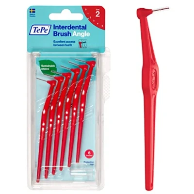Abbildung von TEPE Angle Interdentalbürsten Rot (ISO Größe 2: 0,5 mm) / Kontrollierte Reinigung der Zahnzwischenräume auch an schwer zugänglichen Stellen 1 x 6