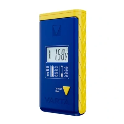 Abbildung von VARTA Batterietester LCD Digital für Batterien, Akkus und Knopfzellen, Testgerät alle wichtigen Batteriegrößen (AA, AAA, C, D, 9V) inkl. 2X V13GA (LR44)