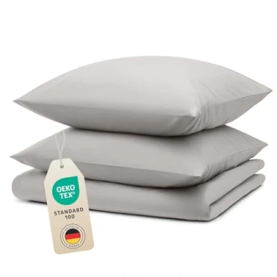 Abbildung von Blumtal Bettwäsche 200x200 cm + 2X Kissenbezug 80x80 Oeko TEX zertifizierte Mikrofaser Bed Sheets Bettbezug Set Duvet Cover 3er Rot