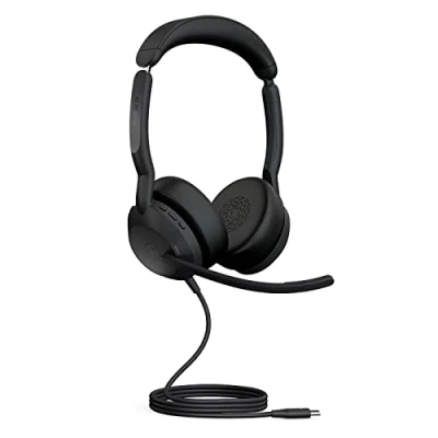Abbildung von Jabra Evolve2 50 Kabelgebundenes Stereo Headset mit Air Comfort Mikrofone aktiver Geräuschunterdrückung (ANC) für MS Teams zertifiziert, anderen Plattformen kompatibel Schwarz