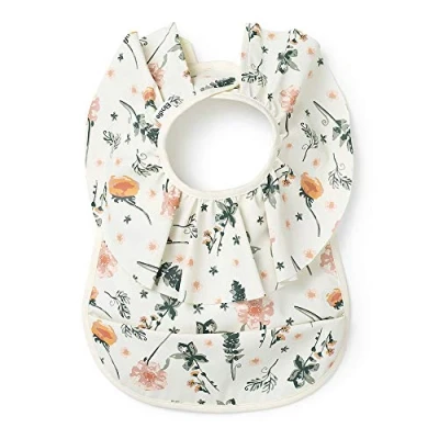 Abbildung von Elodie Details Baby Lätzchen mit Auffangschale Abwaschbar Skandinavisches Design Wasserdicht Meadow Blossom, Weiss/Rosa